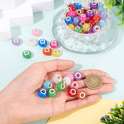 60Pcs 12 Colors Luminous Acrylic European Beads LACR-TA0001-06-1