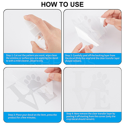 8 Sheets 4 Style Waterproof Heart & Bear Paw Pattern PET Car Decals Stickers STIC-GF0001-03B-1