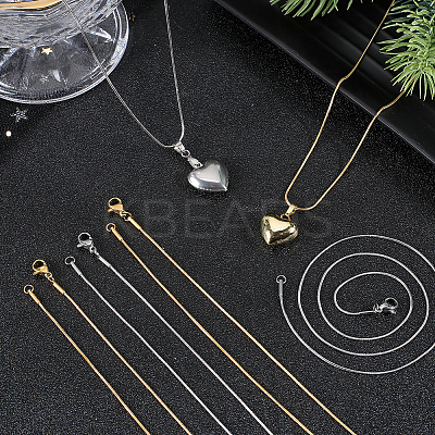 12Pcs 2 Colors 304 Stainless Steel Round Snake Chain Necklaces Set NJEW-SC0001-19-1