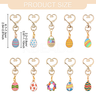 10Pcs Easter Egg Alloy Enamel Pendant Decoreations HJEW-YW00088-1