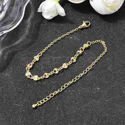 Brass Micro Pave Cubic Zirconia Link Bracelets BJEW-H639-10G-1