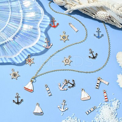 85Pcs 17 Styles Nautical Theme Alloy Enamel Pendants FIND-CJ0003-43-1