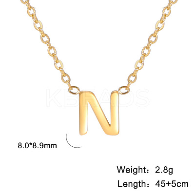 201 Stainless Steel Initial Pendant Necklaces FS-WG78A3B-14-1