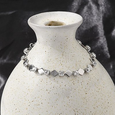 304 Stainless Steel Rhinestone Cup Chain Bracelets for Women BJEW-F488-26G-P-1