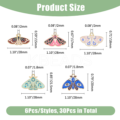 30Pcs 5 Styles Alloy Enamel Pendants ENAM-DC0001-70-1