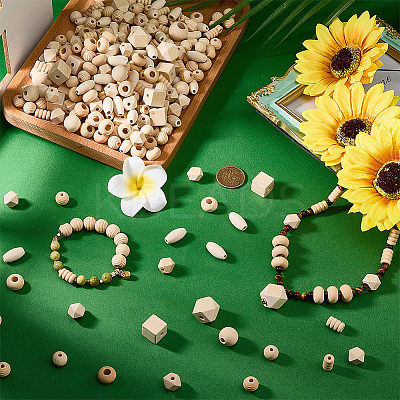 Unfinished Natural Wood Beads WOOD-PH0008-86-1