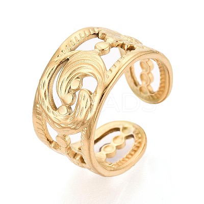 Ion Plating(IP) 304 Stainless Steel Cuff Rings for Women RJEW-N052-08G-1