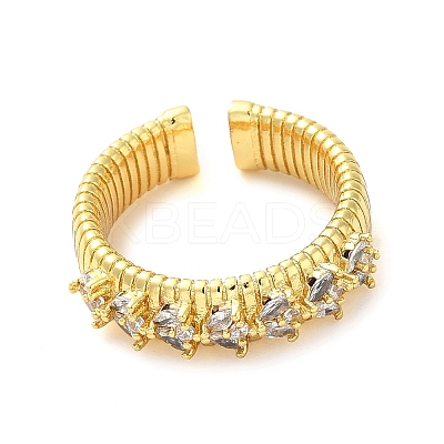 Brass Micro Pave Cubic Zirconia Cuff Rings RJEW-P102-14G-1
