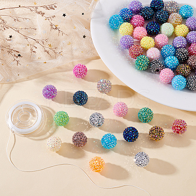 DIY Round AB-Color Resin Rhinestone Beads Bracelets Making Kits DIY-ME0001-21-1