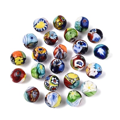 Handmade Millefiori Glass Lampwork Round Beads LA-N001-01A-12MM-1