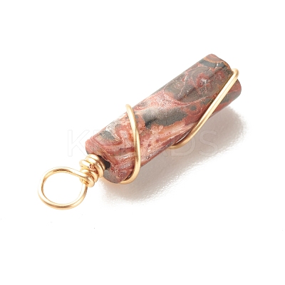 Natural Leopard Skin Jasper Pendants PALLOY-JF01453-04-1