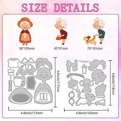 Grandma with Dog Carbon Steel Cutting Dies Stencils DIY-WH0309-2024-1