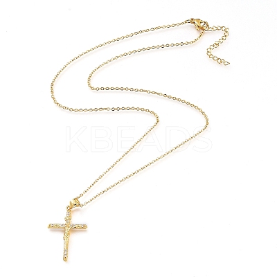 Easter Theme Brass Micro Pave Clear Cubic Zirconia Pendant Necklaces X-NJEW-L146-20G-1