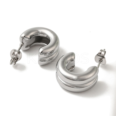 304 Stainless Steel C-Shaped Stud Earrings for Women EJEW-S237-09-1