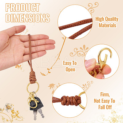 10Pcs 2 Colors Eco-Friendly Korean Waxed Polyester Cord Keychains KEYC-TA00032-1