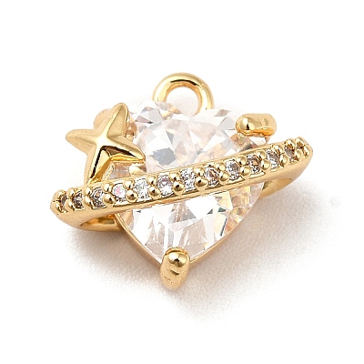 Brass Cubic Zirconia Charms KK-M233-10G-A-1