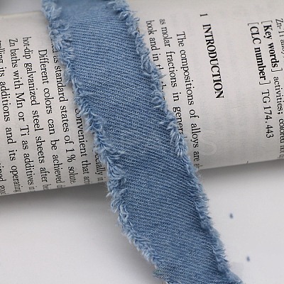 1.7 Yards Polyester Fringe Denim Ribbon OCOR-WH0078-186D-1