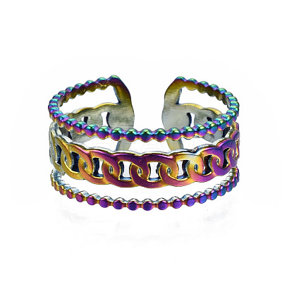 Curb Chain Shape Cuff Rings RJEW-N038-012-1