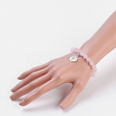 Natural Rose Quartz Stretch Bracelets X-BJEW-JB03771-04-1