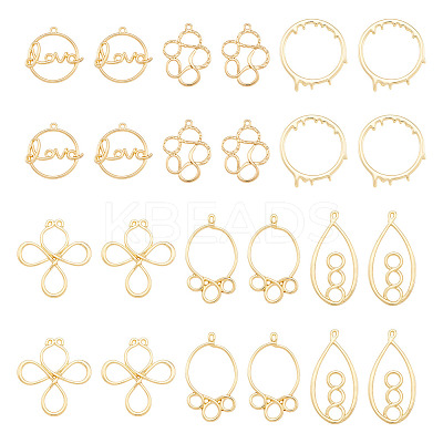 24Pcs 6 Styles Alloy Open Back Bezel Pendants FIND-TA0010-74-1