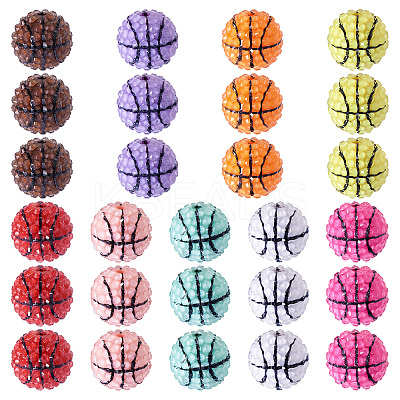 30Pcs Sport Theme Resin Rhinestone Beads RESI-TA0003-96C-1