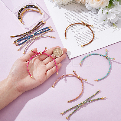 10Pcs 10 Colors Braided Cotton Cord Slider Bracelet Making MAK-UN0001-65-1