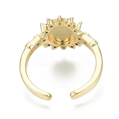 Brass Micro Pave Clear Cubic Zirconia Cuff Rings RJEW-S044-127-NF-1