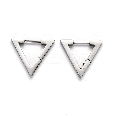 Tarnish Resistant 304 Stainless Steel Triangle Huggie Hoop Earrings STAS-H156-02A-P-1