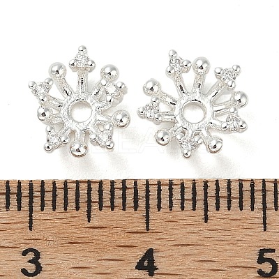 Brass Micro Pave Clear Cubic Zirconia Bead Caps KK-U045-05S-1