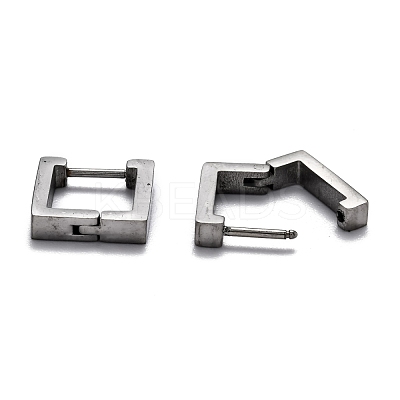 Tarnish Resistant 304 Stainless Steel Square Huggie Hoop Earrings STAS-H156-09A-P-1