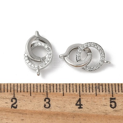 Brass Micro Pave Clear Cubic Zirconia Fold Over Clasps KK-D324-04P-1