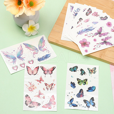 10 Sheets 10 Colors Butterfly Pattern Glitter Body Art Tattoos AJEW-SP0002-80-1