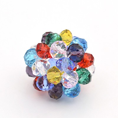 Transparent Glass Crystal Beaded Round Beads X-GLAA-A034-4mm-A14-1