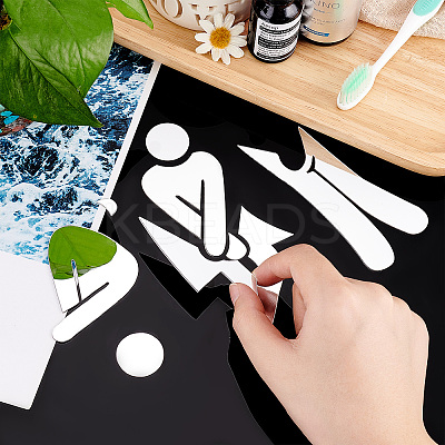 3D Plastic Self-Adhesive Man & Woman Pattern Mirror WC Sign DIY-WH0308-145C-1