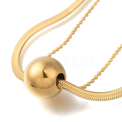 Ion Plating(IP) 304 Stainless Steel Double Layer Necklaces NJEW-H037-02G-1