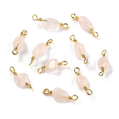 Natural Rose Quartz Links Connectors G-K316-02E-G-RS-1