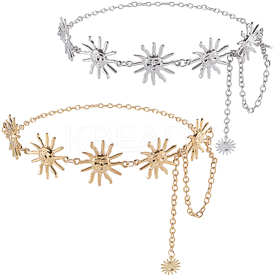 2Pcs 2 Colors Alloy Link Chain Belts AJEW-GF0009-21B-1