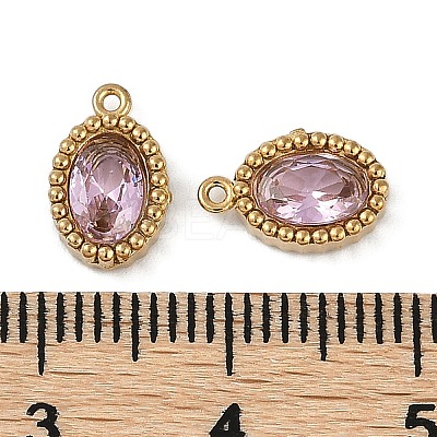 Ion Plating(IP) 304 Stainless Steel Micro Pave Cubic Zirconia Charms STAS-K256-19G-07-1