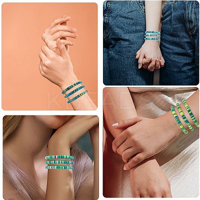 Handmade Polymer Clay Heishi Surfer Stretch Bracelets Set BJEW-SW00099-04-1
