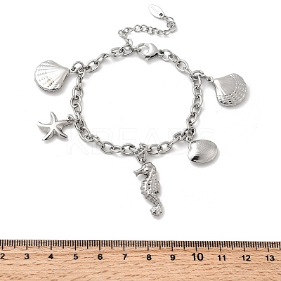 304 Stainless Steel Charm Bracelets BJEW-P368-08A-P-1