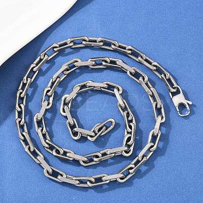 7.5MM 304 Stainless Steel Paperclip Chain Necklaces NJEW-Z105-01P-1