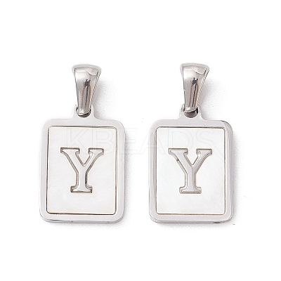 304 Stainless Steel Pave Shell Pendants STAS-G327-01P-Y-1