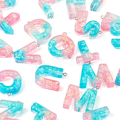 26Pcs 26 Style Transparent Epoxy Resin Pendants CRES-TA0001-13-1