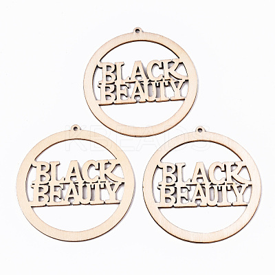 Undyed Natural Wooden Big Pendants X-WOOD-N007-116-1
