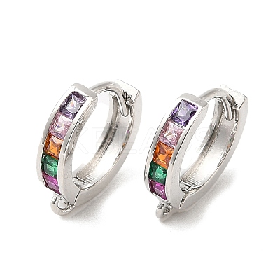 Rack Plating Brass Pave Colorful Cubic Zirconia Hoop Earrings Findings KK-Q781-06P-1