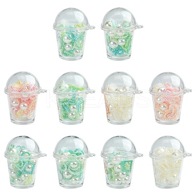 10Pcs Milk Tea Cup Theme Opaque Acrylic Pendants OACR-CJ0002-31-1