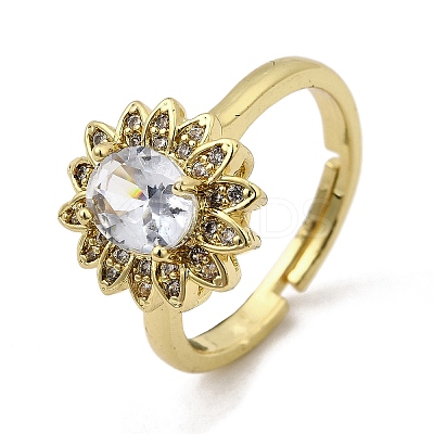 Brass Micro Pave Cubic Zirconia Finger Rings for Women RJEW-L130-005G-1