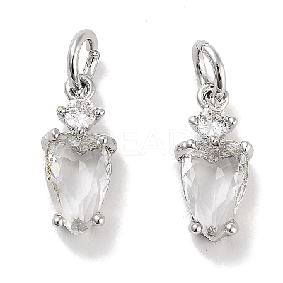 Brass Micro Pave Cubic Zirconia Charms KK-C051-09P-04-1