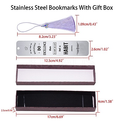 2Pcs 2 Style Stainless Steel Bookmarks AJEW-FG0001-58D-1