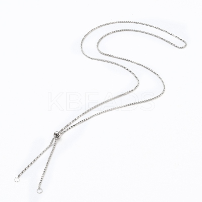 Tarnish Resistant 304 Stainless Steel Box Chain Slider Necklace Making AJEW-JB00777-01-1